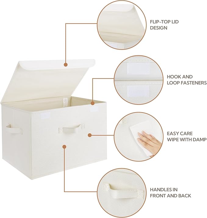 GRANNY SAYS Storage Boxes with Lids, Large Storage Bins with Lids, Decorative Box, Shelves Baskets, Clothes Storage and Organization, 2-Pack