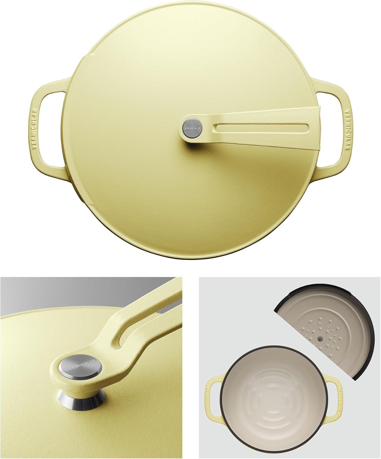 Vermicular Oven Pot 2.0 | Lightweight Enameled Cast Iron Pot | 26cm (5.9 Qt) | Non-Toxic | Induction-compatible | Dutch Oven | Made in Japan | Matte Chamomile Yellow - Culinary Roots