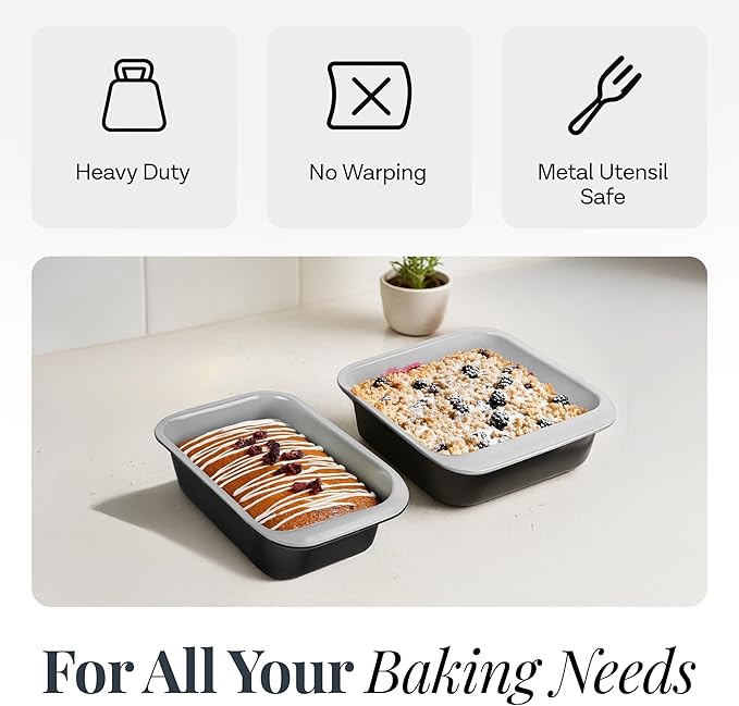 Gotham Steel 6 Pc Stackable Baking Pans Set, 70% Space Saving Design, Ceramic Bakeware Sets Non Toxic Made Without PFOA PFOS, with Cookie Sheet Tray, Cake & Muffin Pans, Oven & Dishwasher Safe