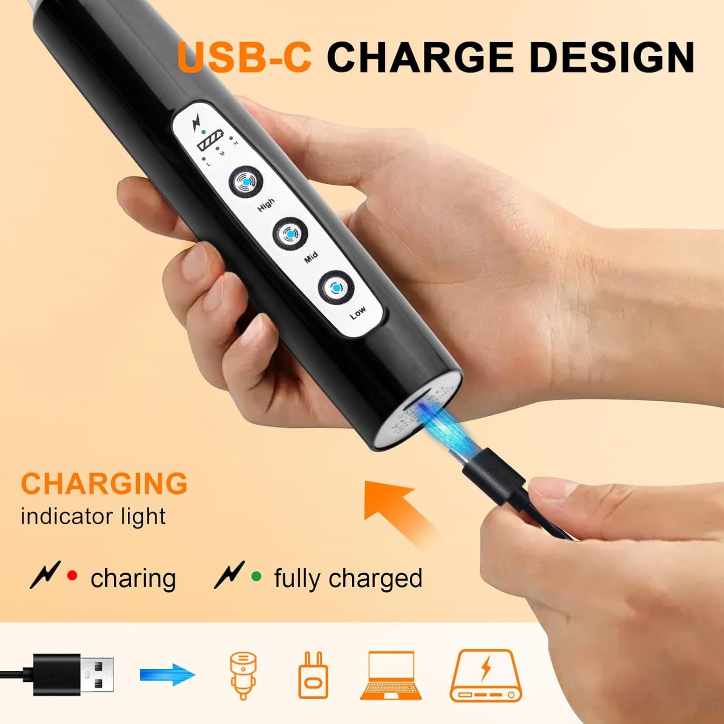 YUSWKO Handheld Milk Frother Wand for Coffee, Rechargeable Electric Whisk with 3 Heads 3 Speeds Drink Mixer Coffee Frother For Latte, Cappuccino, Hot Chocolate, Egg (Without Stand, Light Black) - Culinary Roots