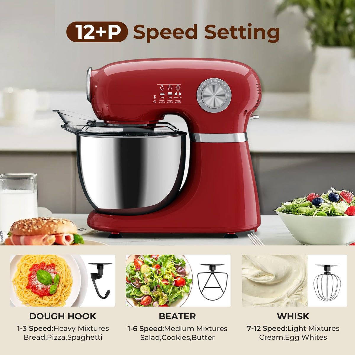 5.3 Quart Electric Stand Mixer With 12 Speed