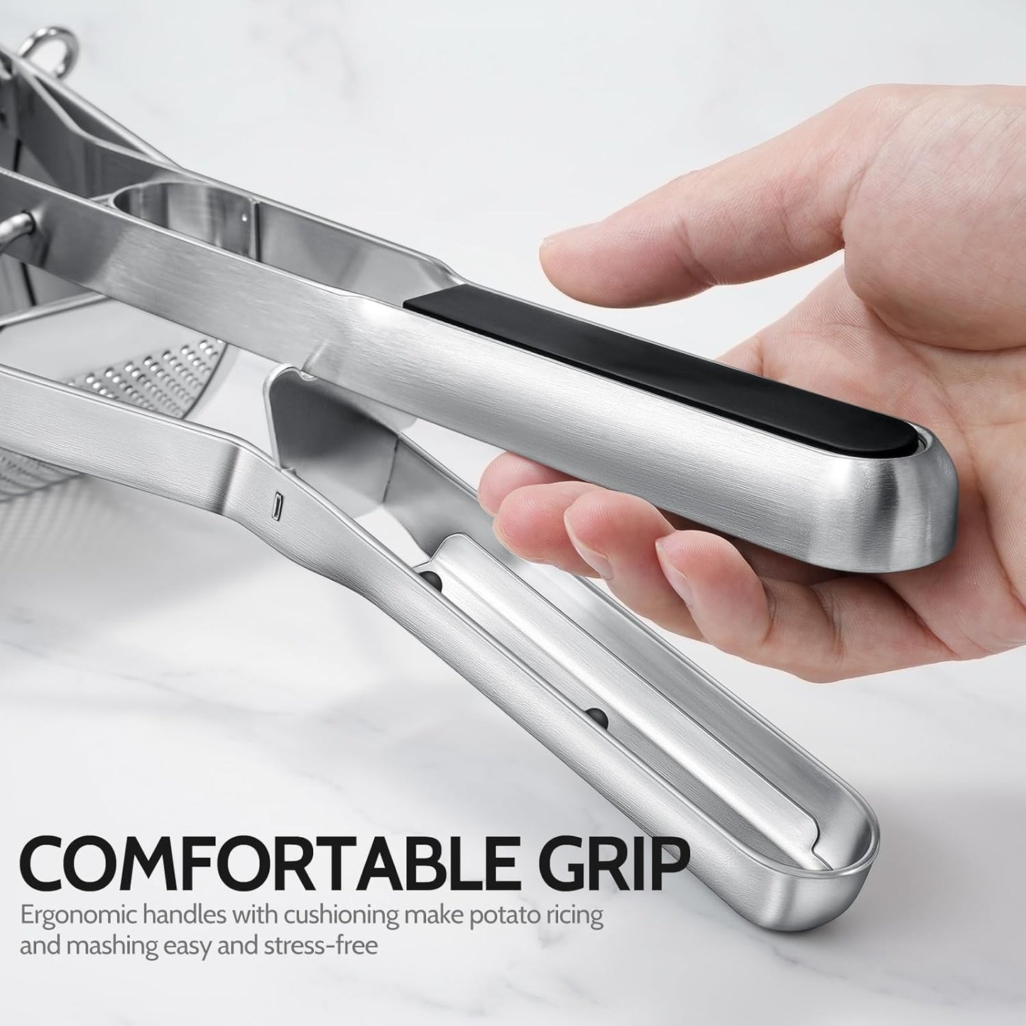 Potato Ricer, Sopito Stainless Steel Potato Masher for Commercial and Home Use, Black - Culinary Roots
