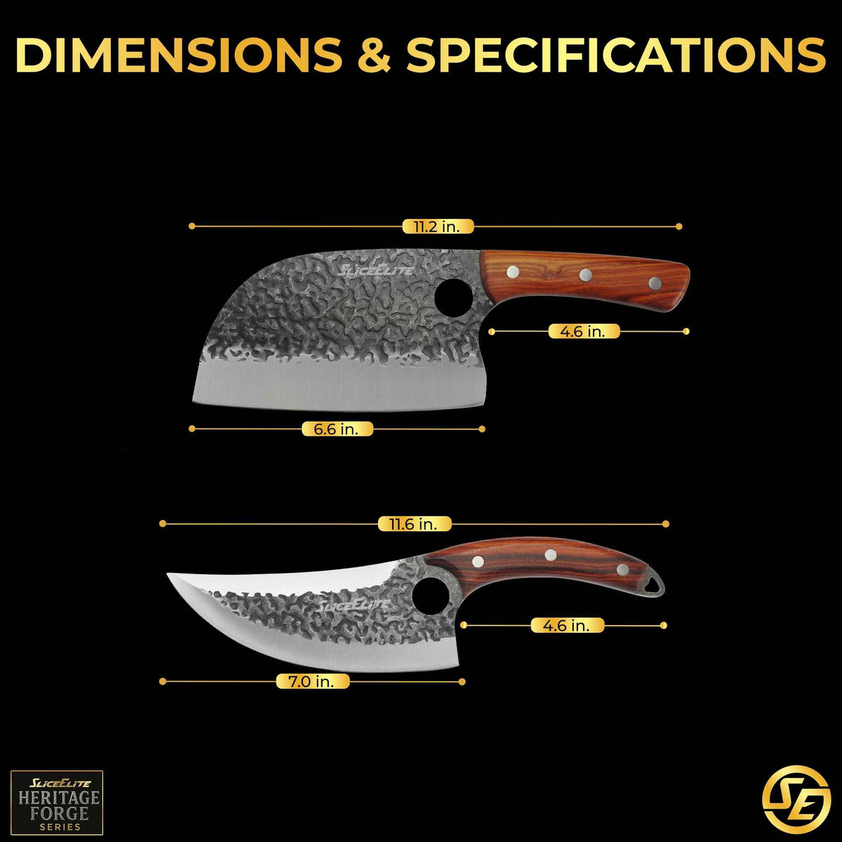 2 Piece Butcher Knife Set Serbian Chef & Viking Knives Kitchen Knife Set (2 Count)