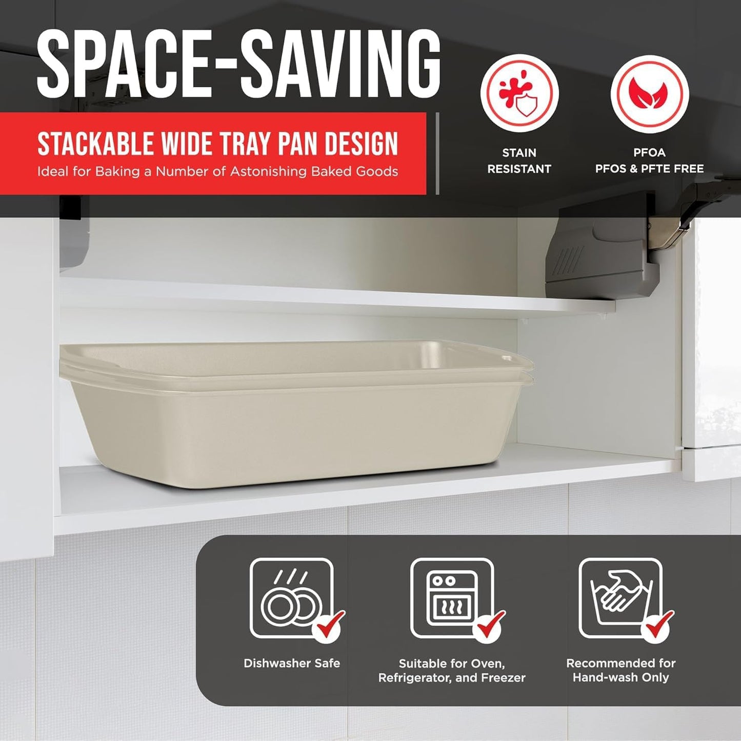 Nonstick Loaf Pan Set Pack of 2, 10.2" & 11" Large Baking Bread Pan, Oven Safe Up to 450°F, PFOA, PFOS, PTFE Free, Space Saving Stackable Design, Stain Resistant, Dishwasher Friendly, White Marble - Culinary Roots