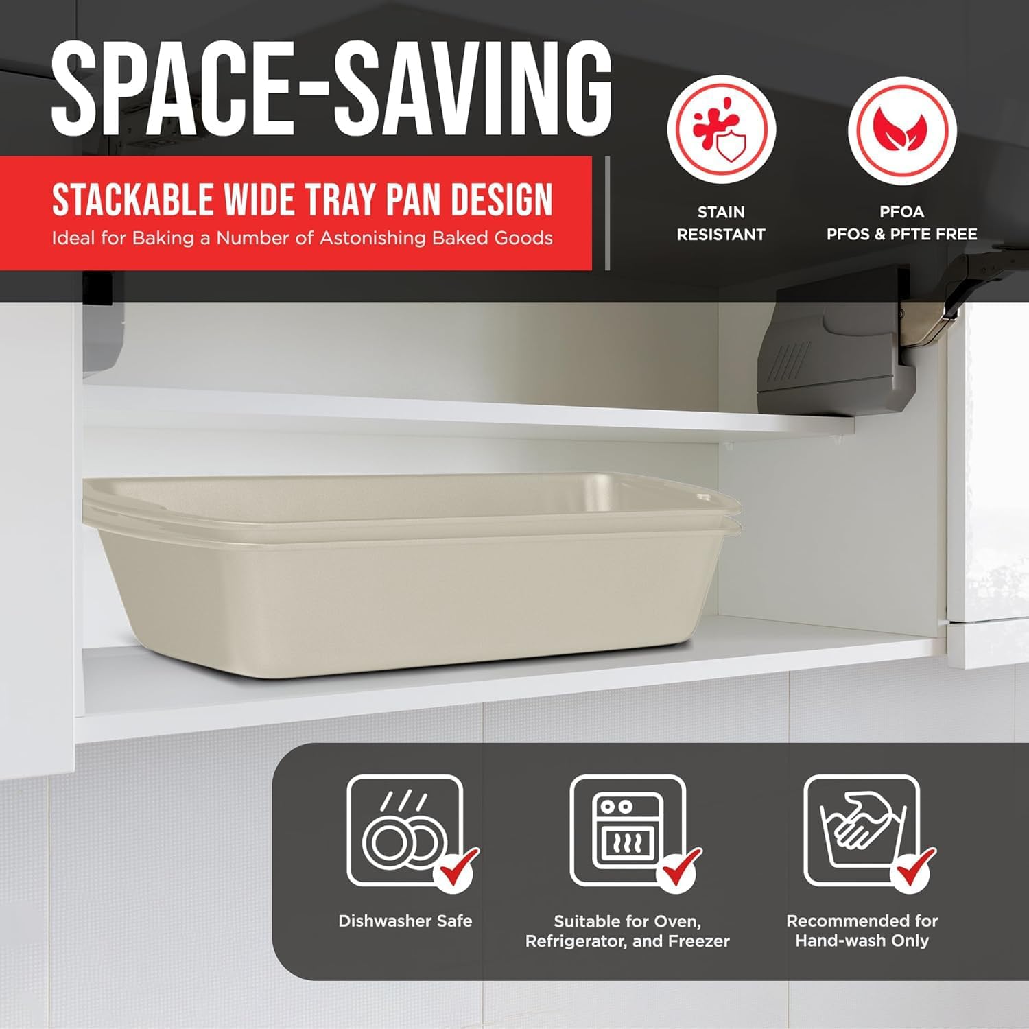 Nonstick Loaf Pan Set Pack of 2, 10.2" & 11" Large Baking Bread Pan, Oven Safe Up to 450°F, PFOA, PFOS, PTFE Free, Space Saving Stackable Design, Stain Resistant, Dishwasher Friendly, White Marble - Culinary Roots