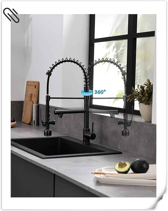 Fapully Commercial Single Handle Pull Down Sprayer Oil Rubbed Bronze Kitchen Faucet, Kitchen Sink Faucet with LED Light