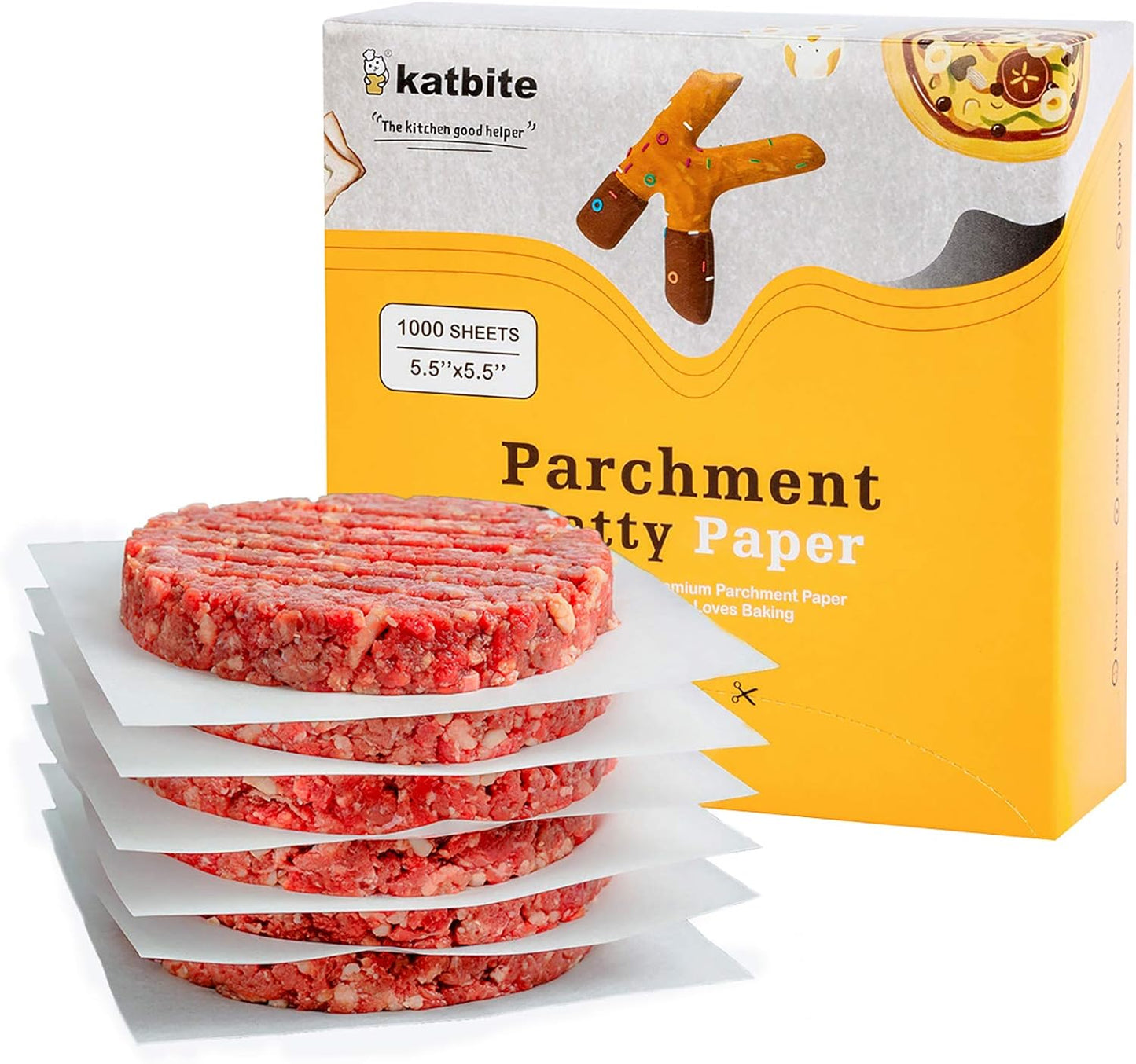 Katbite Hamburger Patty Paper 1000Pcs, 5.5"x5.5" Non Stick Parchment Paper Squares Sheets for Patty Seperate, Burger Press, Ground Beef, Freezing or Candy Wrappers, Use for Oven, Microwave or Freezer - Culinary Roots