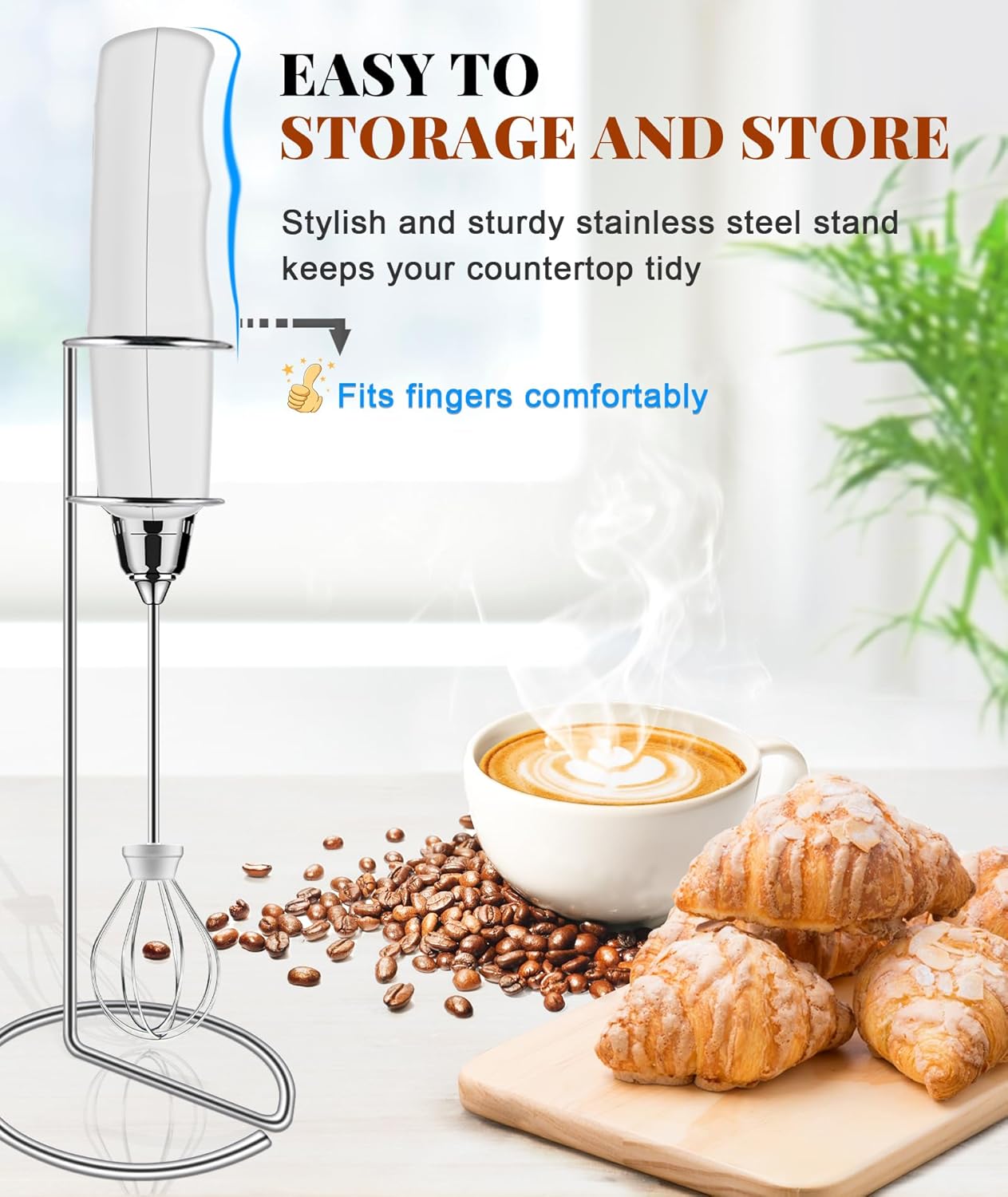 YUSWKO Milk Frother Handheld for Coffee with Stand, Rechargeable Drink Mixer with 3 Heads 3 Speeds Electric Coffee Frother Whisk, Gift for Many Occasions and Festival - Culinary Roots