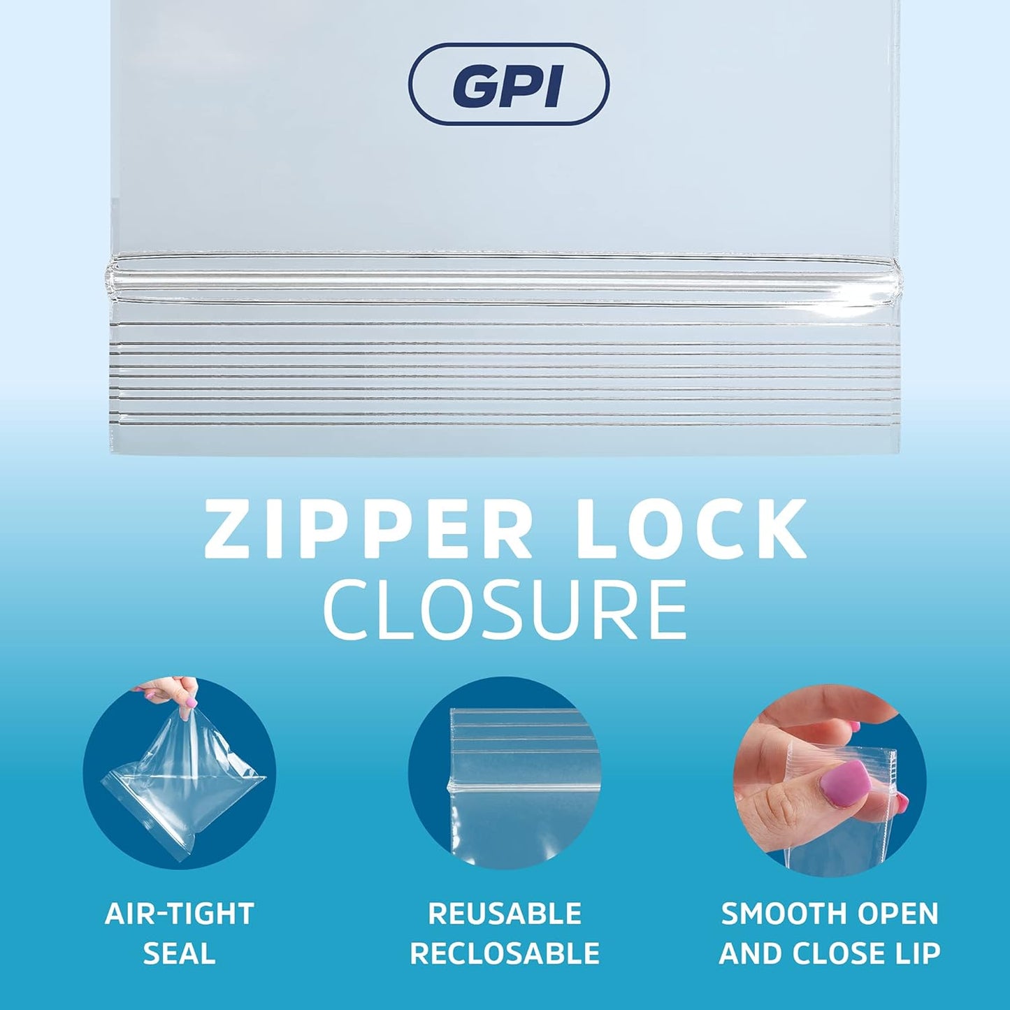 9 x 12 inches, 2Mil Clear Reclosable ZIP Bags, case of 1,000 GPI Brand