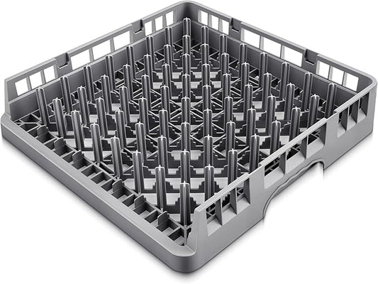 1 Pack Commercial Dishwasher Tray Rack Polypropylene Full Size Flatware Rack for Bowls Plates Knives Forks Cups (Peg Dish Opening,Gray)