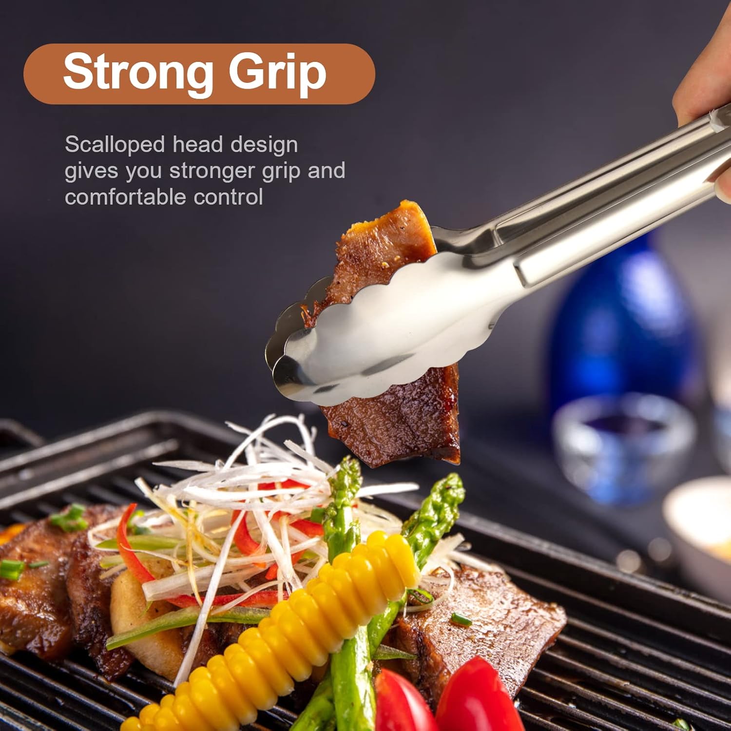 6 Pack Serving Tongs Kitchen Tongs, Buffet Tongs, Stainless Steel Food Tong Serving Tong, small tongs - Culinary Roots