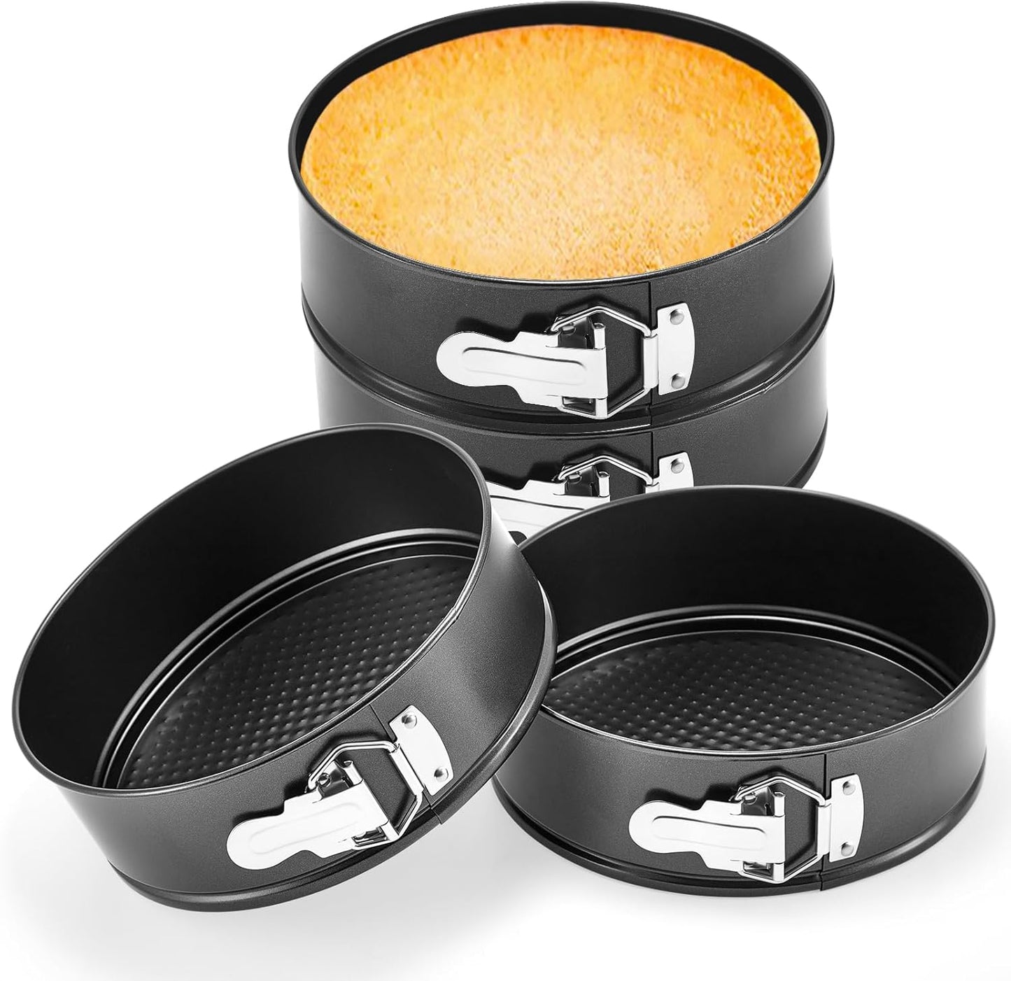 4 Pcs 8 Inch Non Stick Springform Pan with Removable Bottom Carbon Steel Cheesecake Pan Round Springform Cake Mold with Stainless Steel Spring Buckles for Baking Kitchens Restaurant - Culinary Roots