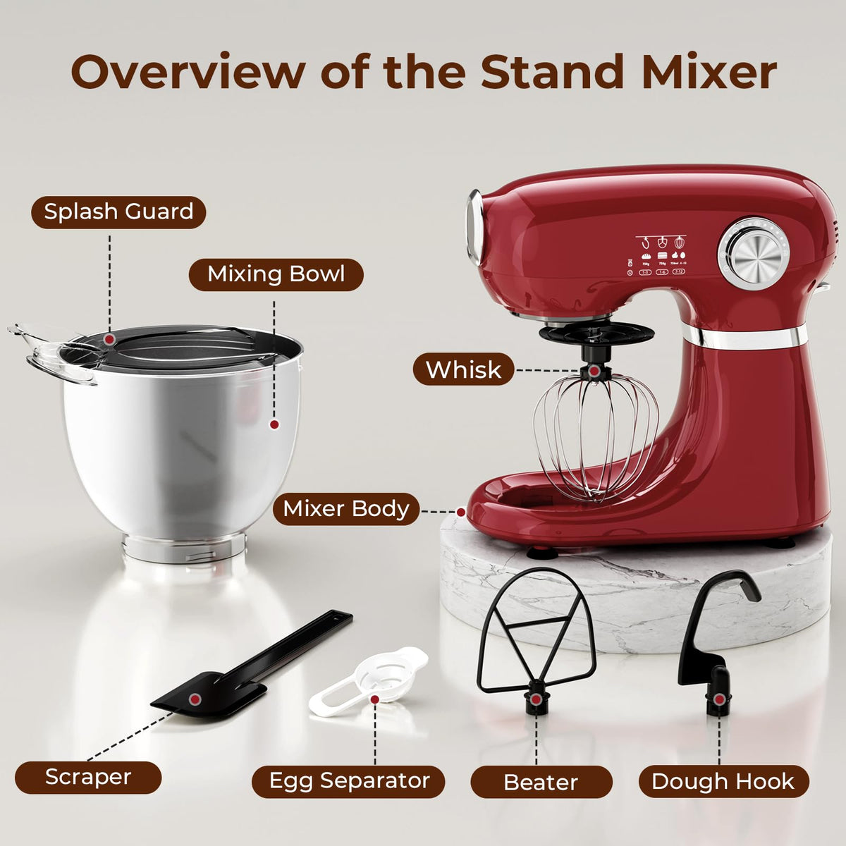 5.3 Quart Electric Stand Mixer With 12 Speed