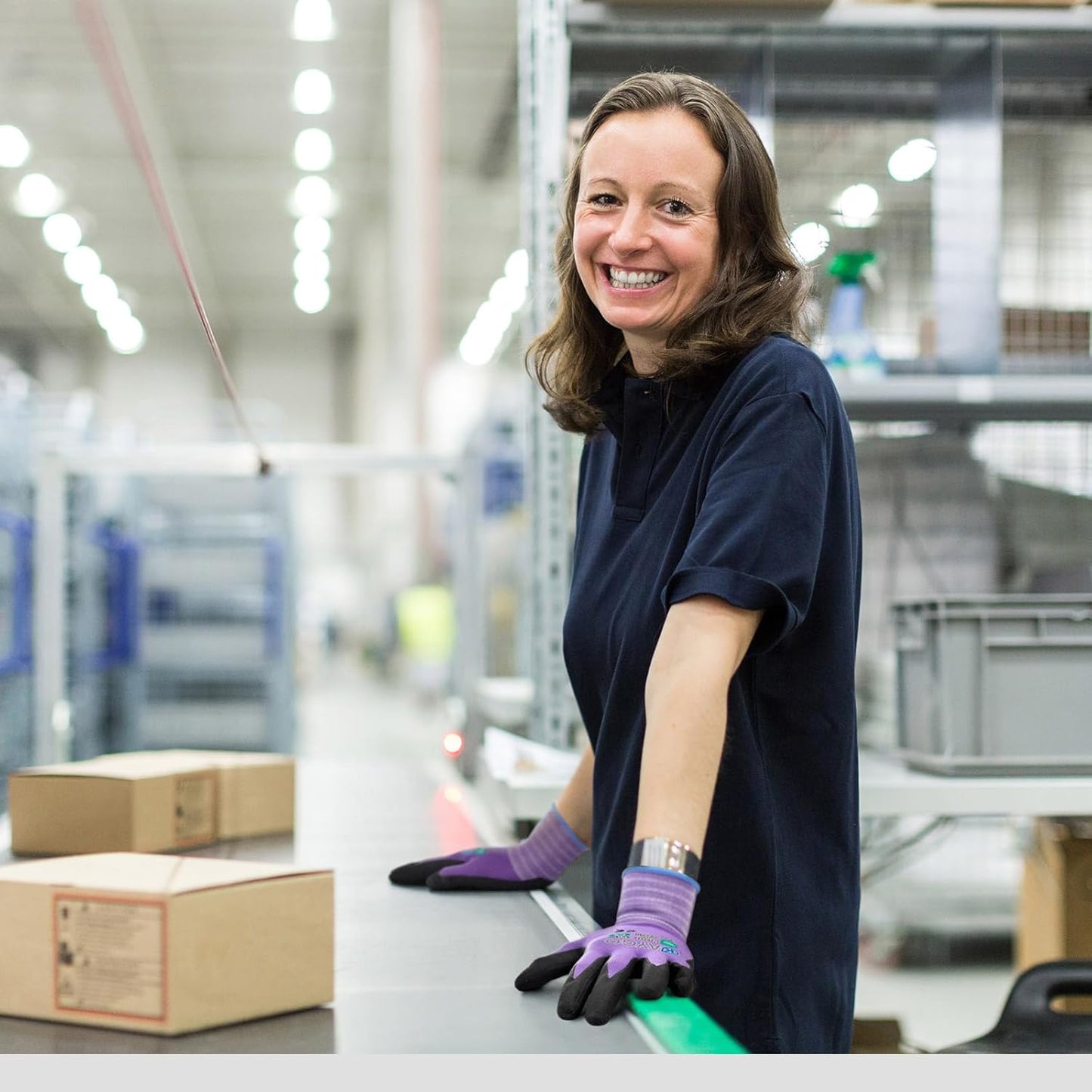 KAYGO Safety Work Gloves MicroFoam Nitrile Coated, 3 Pairs KG18NB,Seamless Knit Nylon Glove for Men and Women, Ideal for Automotive,Warehouse,Construction (XL, Purple)