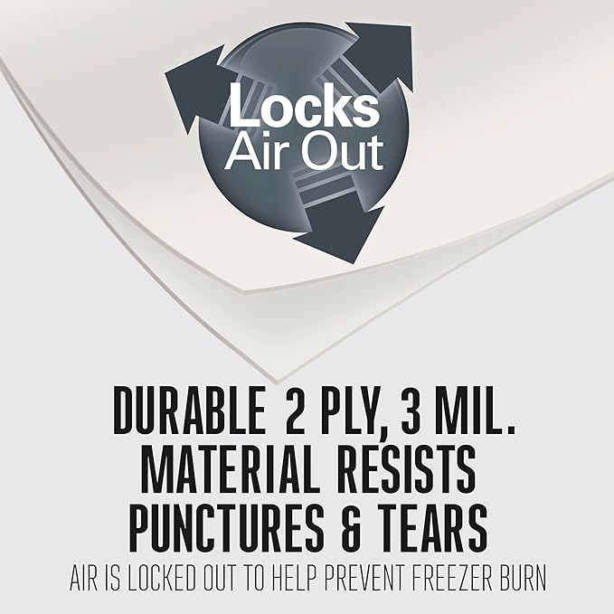 Weston Vacuum Sealer Bags, 2 Ply 3mm Thick, for NutriFresh, FoodSaver & Other Heat-Seal Systems, for Meal Prep and Sous Vide, BPA Free, 11" x 16" (Gallon), 50 count with Resealable Zipper, Clear