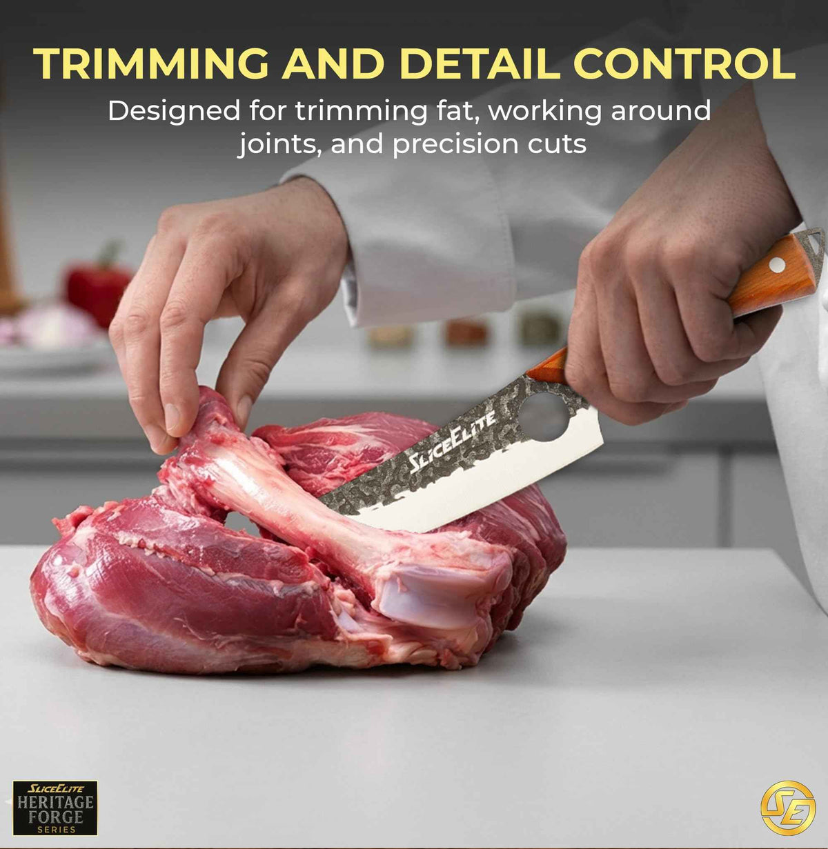3PC Boning Knife Scimitar & Kiritsuke Knives Prep Knife Set Forged Blades (3 Count)