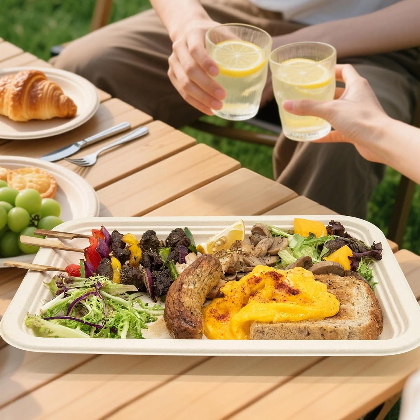 50 Pack 14-Inch Heavy-Duty Compostable Food Trays | Extra Large Disposable Platters for BBQ, Seafood Boils, Catering & Holidays | Eco-Friendly Paper Serving Trays