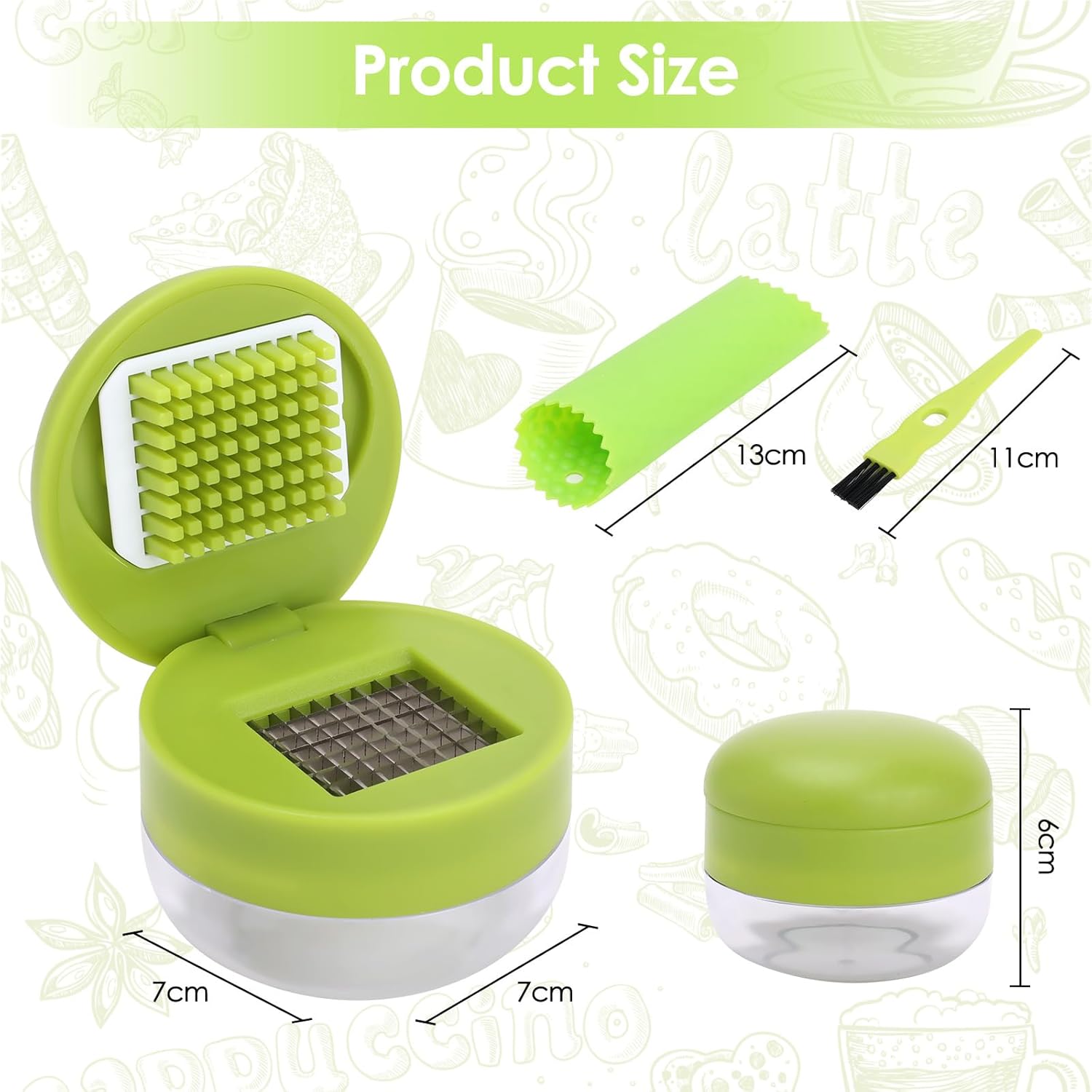 2 Pcs Garlic Press Set, Stainless Steel Garlics Crusher with Silicone Peeler and Cleaner Brush, Easy to Use Garlic Chopper for Shredded Garlic, Ginger, and Fruit - Culinary Roots