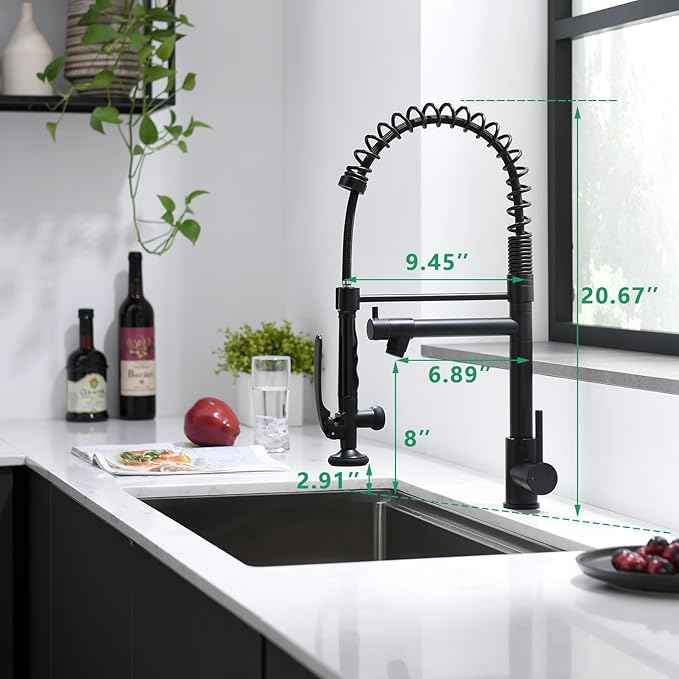 Fapully Black Kitchen Faucet,Commercial Pull Down Kitchen Sink Faucet with Sprayer