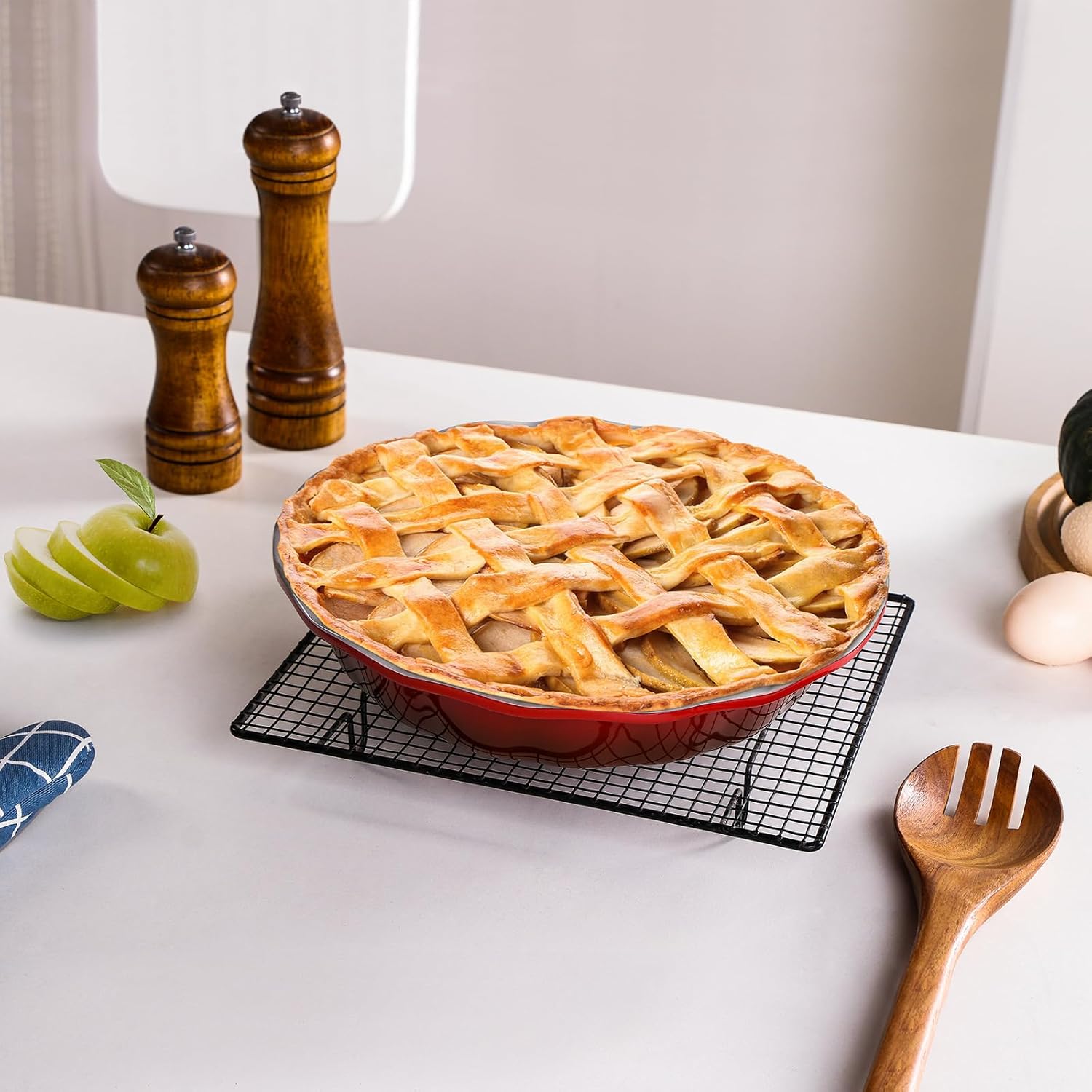 Lareina Pie Pans for Baking, Ceramic 9 Inch Deep Pie Dish with Rippled Edge for Apple Pie, Pecan Pie, Colorful and Durable Pie Plate, Christmas Gifts for Women, Set of 2, Red - Culinary Roots