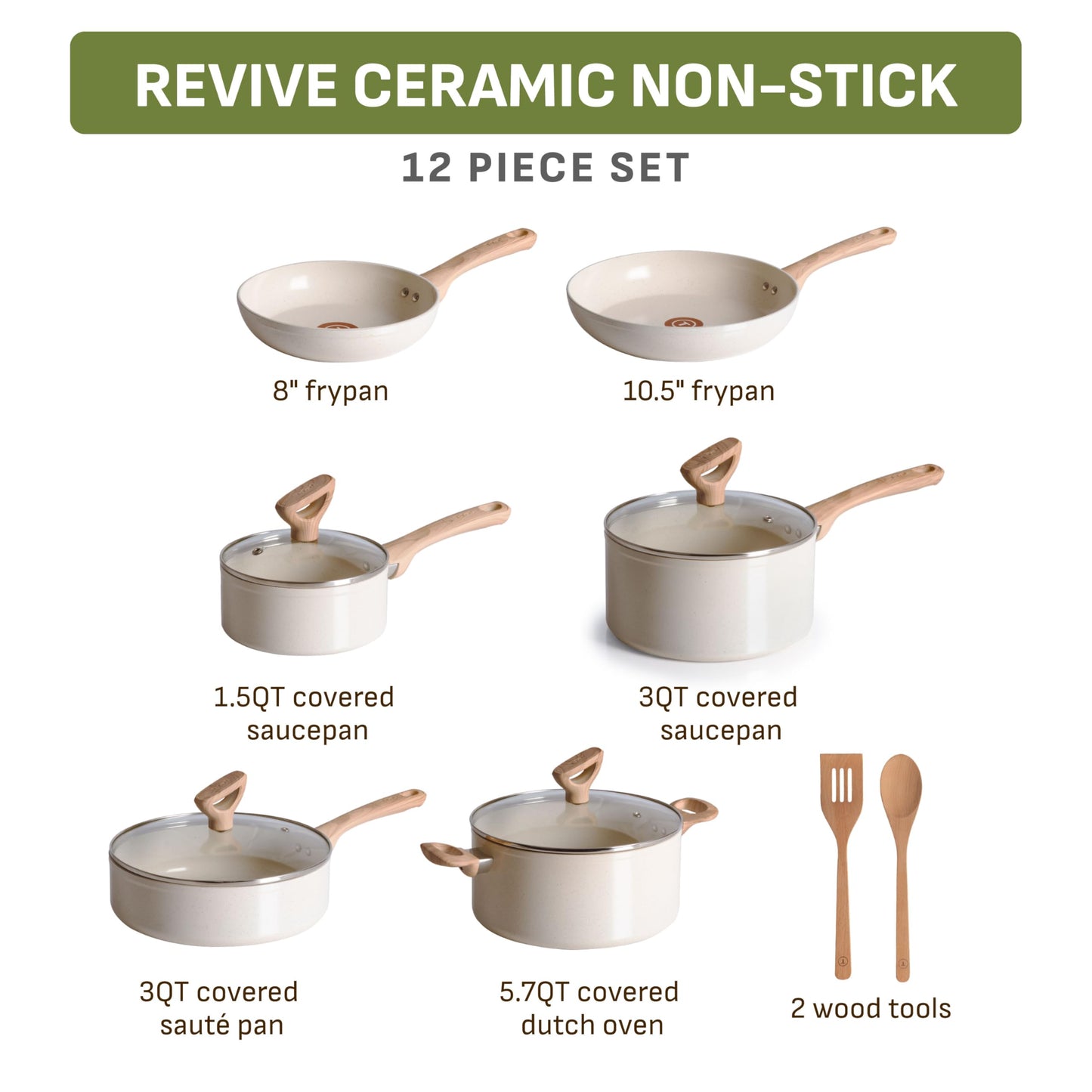Revive Ceramic Nonstick Pots and Pans Set