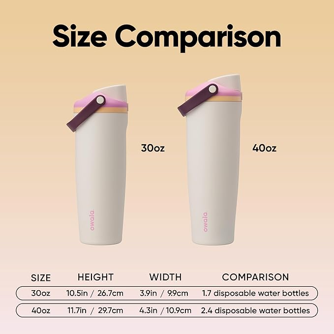 Owala FreeSip Sway Insulated Stainless Steel Water Bottle with Two-Way Spout, Built-In Straw and Bucket Handle, Made for Travel, School, and Sports, 30oz, BPA Free, Leak Proof, Daybreak