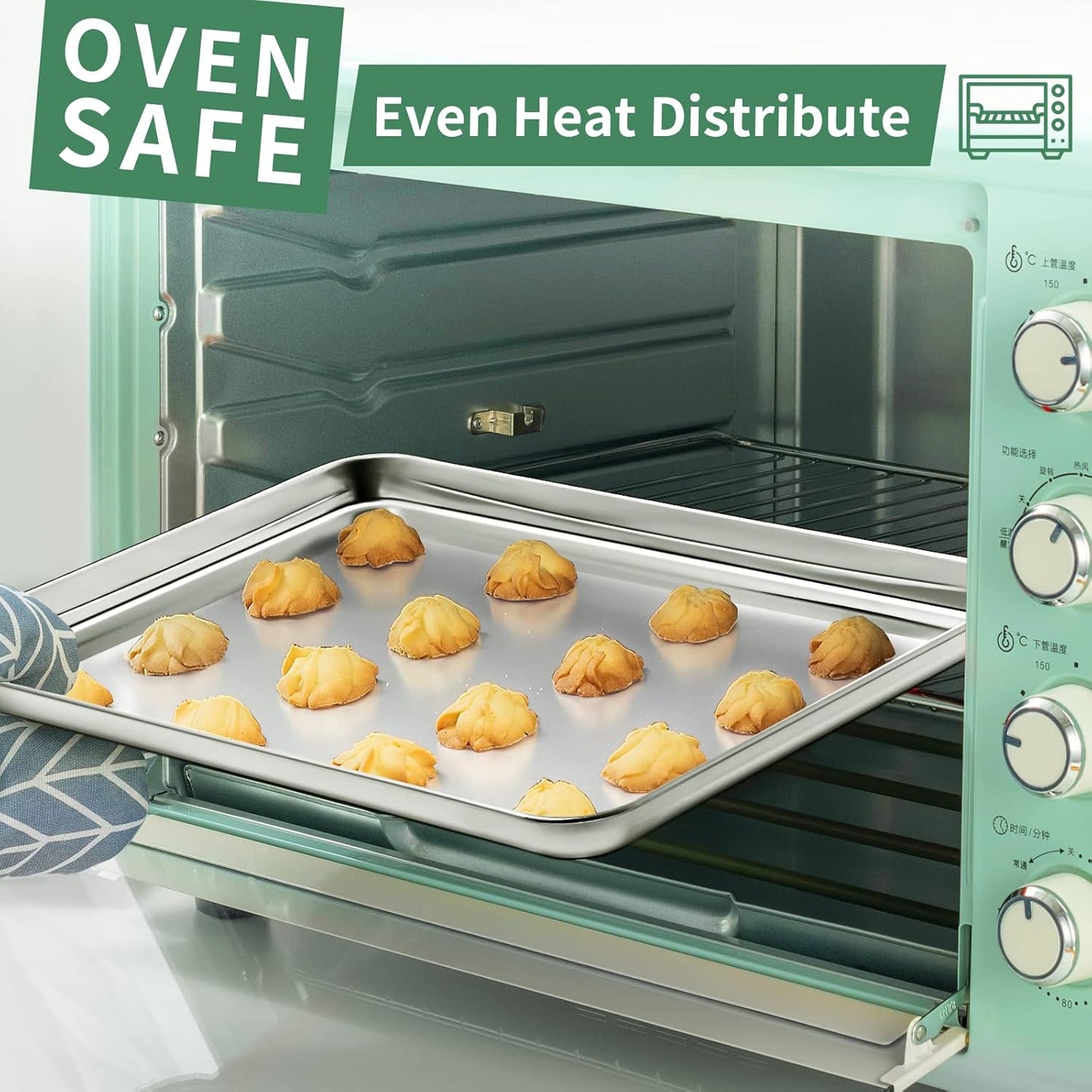 Baking Sheets Set of 2, HKJ Chef Cookie Sheets 2 Pieces Stainless Steel Baking Pans & Toaster Oven Tray Pans, Rectangle Size 20L x 14W x 1H inch & Non Toxic & Healthy & Easy Clean - Culinary Roots