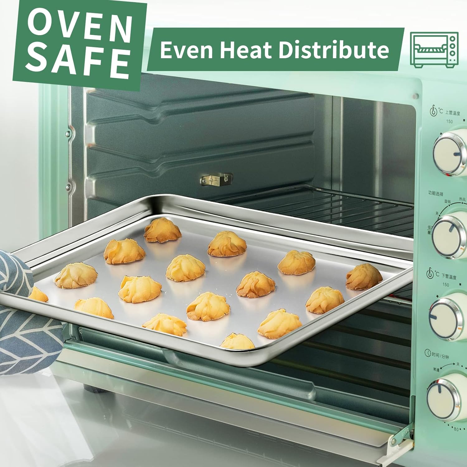 Baking Sheets Set of 2, HKJ Chef Cookie Sheets 2 Pieces Stainless Steel Baking Pans & Toaster Oven Tray Pans, Rectangle Size 20L x 14W x 1H inch & Non Toxic & Healthy & Easy Clean - Culinary Roots