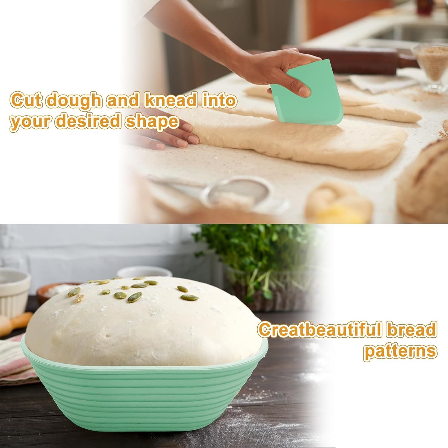 Silicone Banneton, Sourdough Bread Baskets (Set of 6, 6.5 Inch), Oval Proofing Bread Bowls with Starter Kit, Bread Making Baking Supplies - Culinary Roots