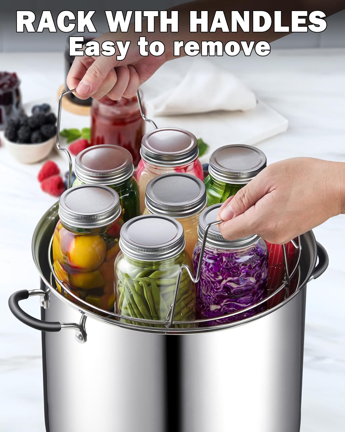 Cook N Home Water Bath Canner with Jar Rack & Glass Lid, Professional Stainless Steel Canning Pot 20 Quart, with Stay-Cool Handles, Multiuse Pot, Induction Capable - Culinary Roots