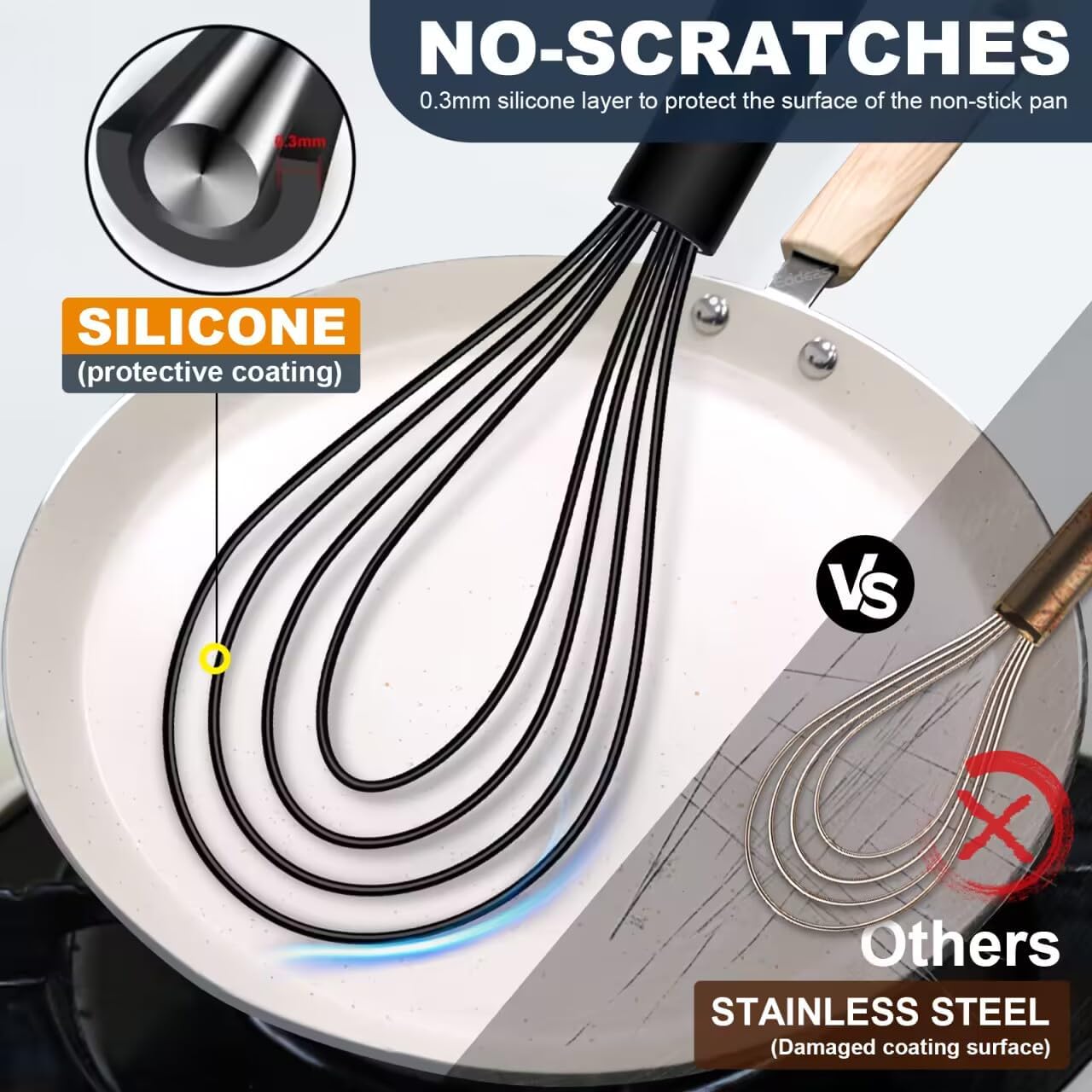 Flat Whisk, EDDEAS Silicone Gravy Whisk for Cooking, Beating, Stirring Gravy and Eggs - Culinary Roots