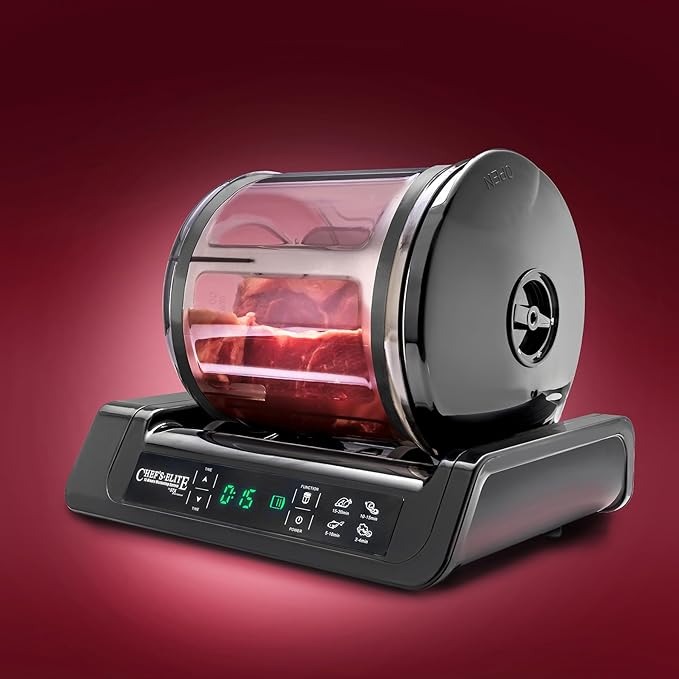 STX International Chef's Elite Vacuum Marinator & Tumbler | Marinate Meat & Vegetables in 15 Minutes | Adjustable Timer | Auto Shut-Off | Meat Tenderizer Included