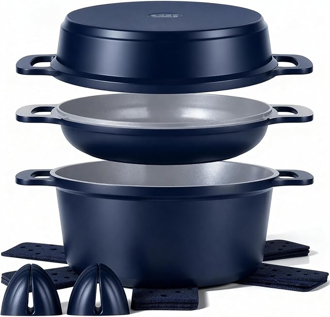 Ammeloo 4.5 Qt Non Stick Soup Pot with Lid, Ceramic Stockpot Set, Cooking Pot for All Stovetops, All-in-One Non Toxic Pot for Stews, Soups & Pasta, Easy to Clean, Induction Ready, PFAS Free