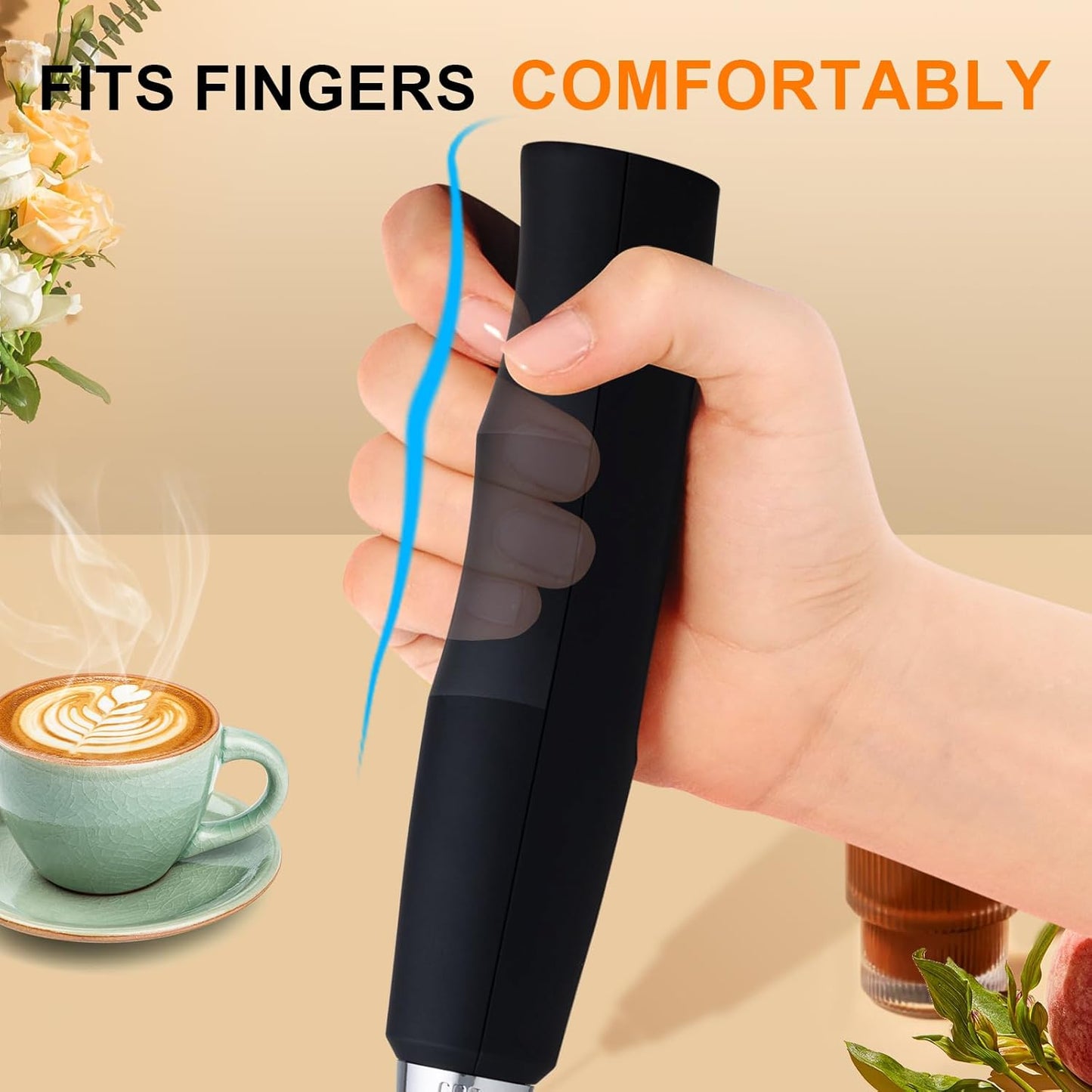 YUSWKO Black Handheld Milk Frother Wand with Stand for Coffee, Rechargeable Electric Whisk with 3 Heads 3 Speeds Drink Mixer Coffee Frother For Latte, Cappuccino, Hot Chocolate, Egg - Culinary Roots