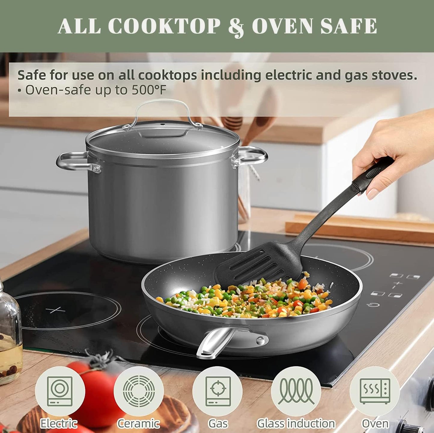 Healthy Duralon Blue Ceramic Nonstick Coated 9pc Cookware Set
