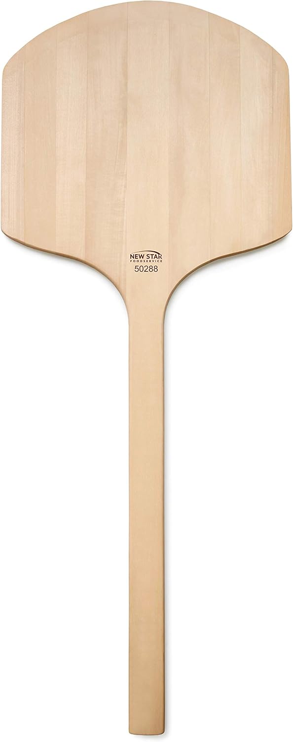 New Star Foodservice 50288 Restaurant-Grade Wooden Pizza Peel, 14" L x 14" W Plate, with 22" L Wooden Handle, 36" Overall Length - Culinary Roots