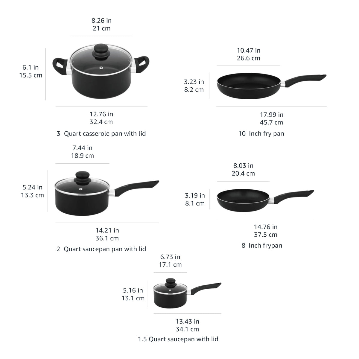 Non Stick Kitchen Cookware 8 (8 Count)