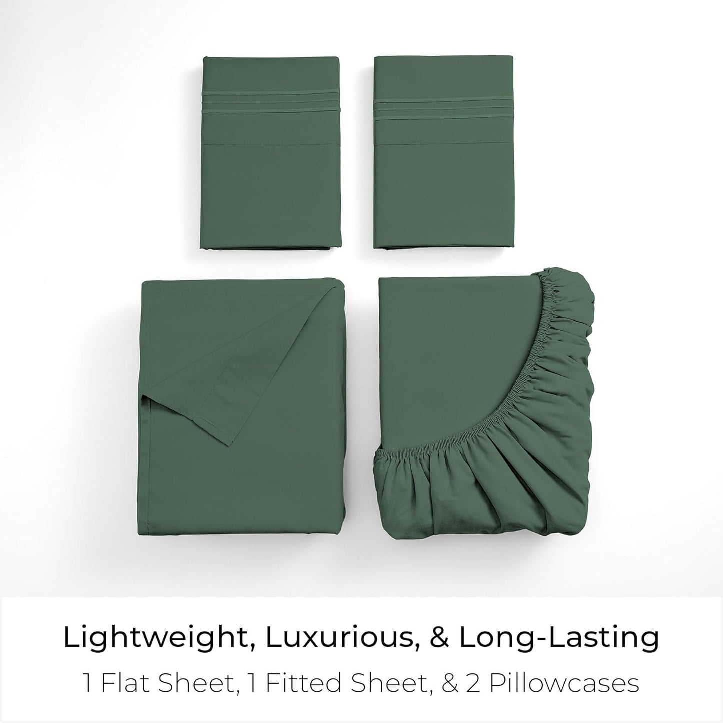 Mellanni King Sheets Set - 4 PC Iconic Collection Bedding - Hotel Luxury, Extra Soft, Cooling Bed Sheets - Wrinkle, Fade, Stain Resistant (King, Emerald Green)
