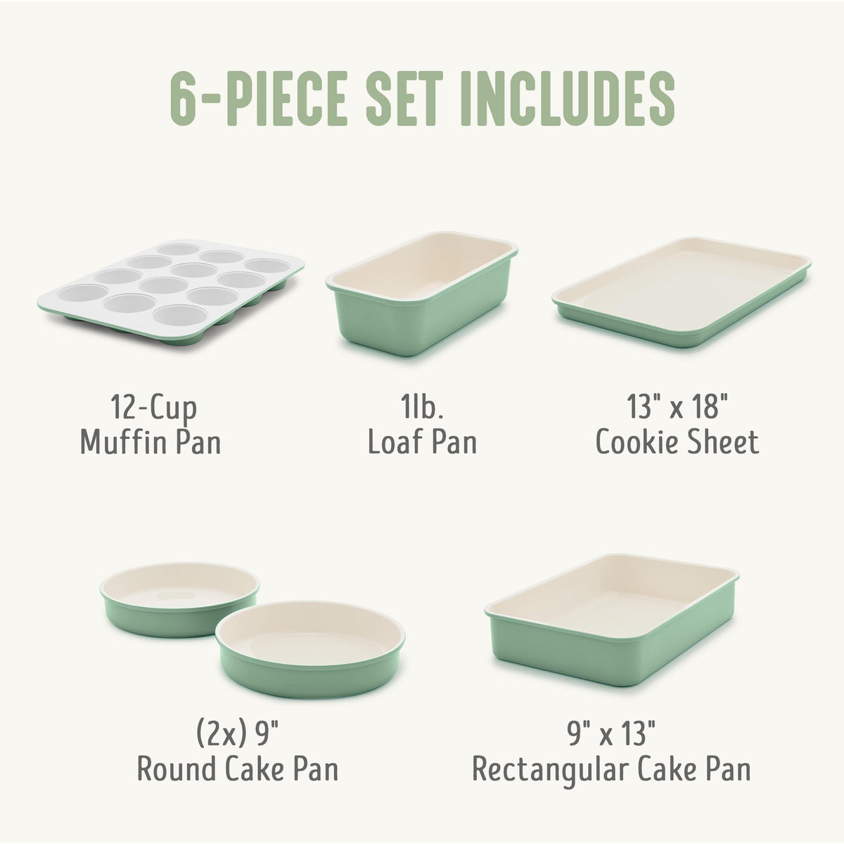 6 Piece Ceramic Nonstick Oven Bakeware Set