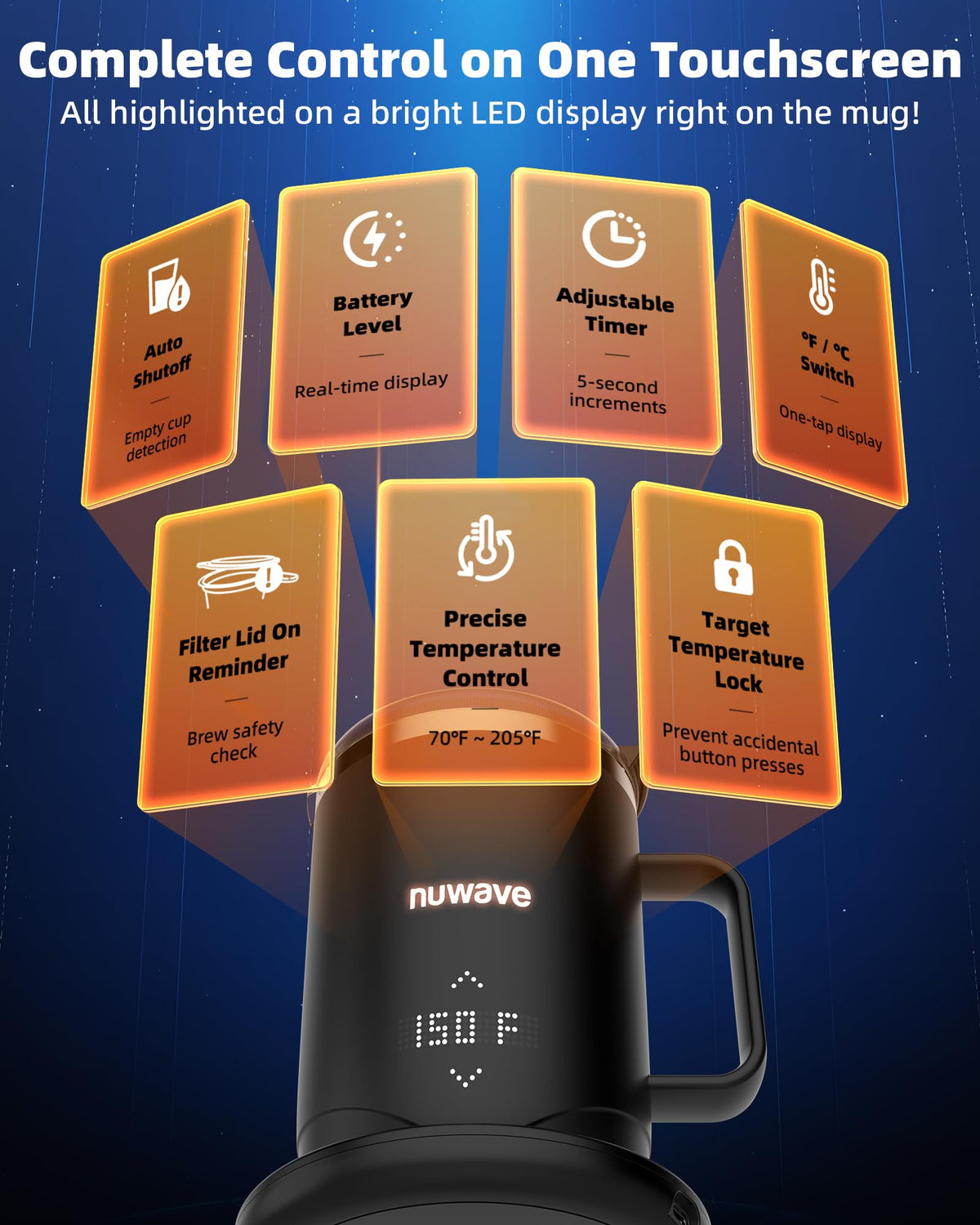 Smart Heated Coffee Mug with Custom Brew Modes