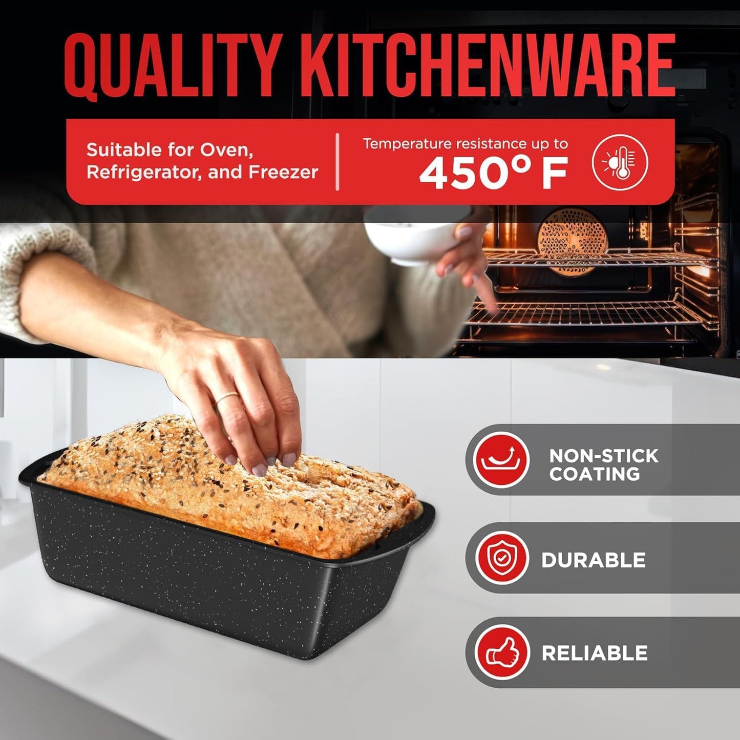 BAKKENMASTER Loaf Pan Set 1-Piece - Deluxe Nonstick Carbon Steel Bakeware for Perfect Bread and Cakes – Dishwasher Safe, Premium Pans for Home Baking - Culinary Roots