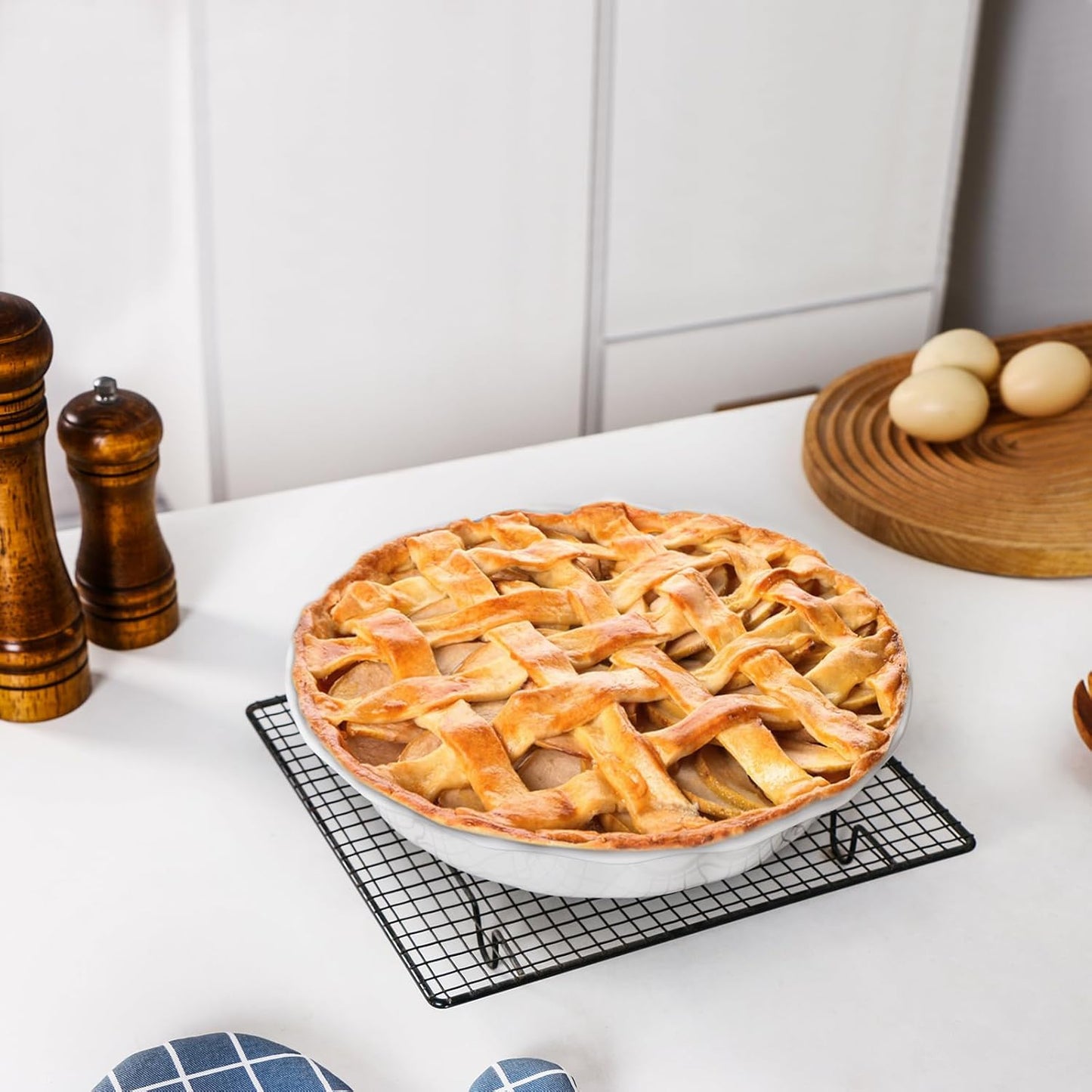 Lareina Ceramic Pie Pans for Baking, 9 Inch Deep dish pie plates with Ruffled Edge for Apple Pie, Durable Pie Dish, Non-Stick, Oven & Dishwasher Safe, Set of 2, White - Culinary Roots