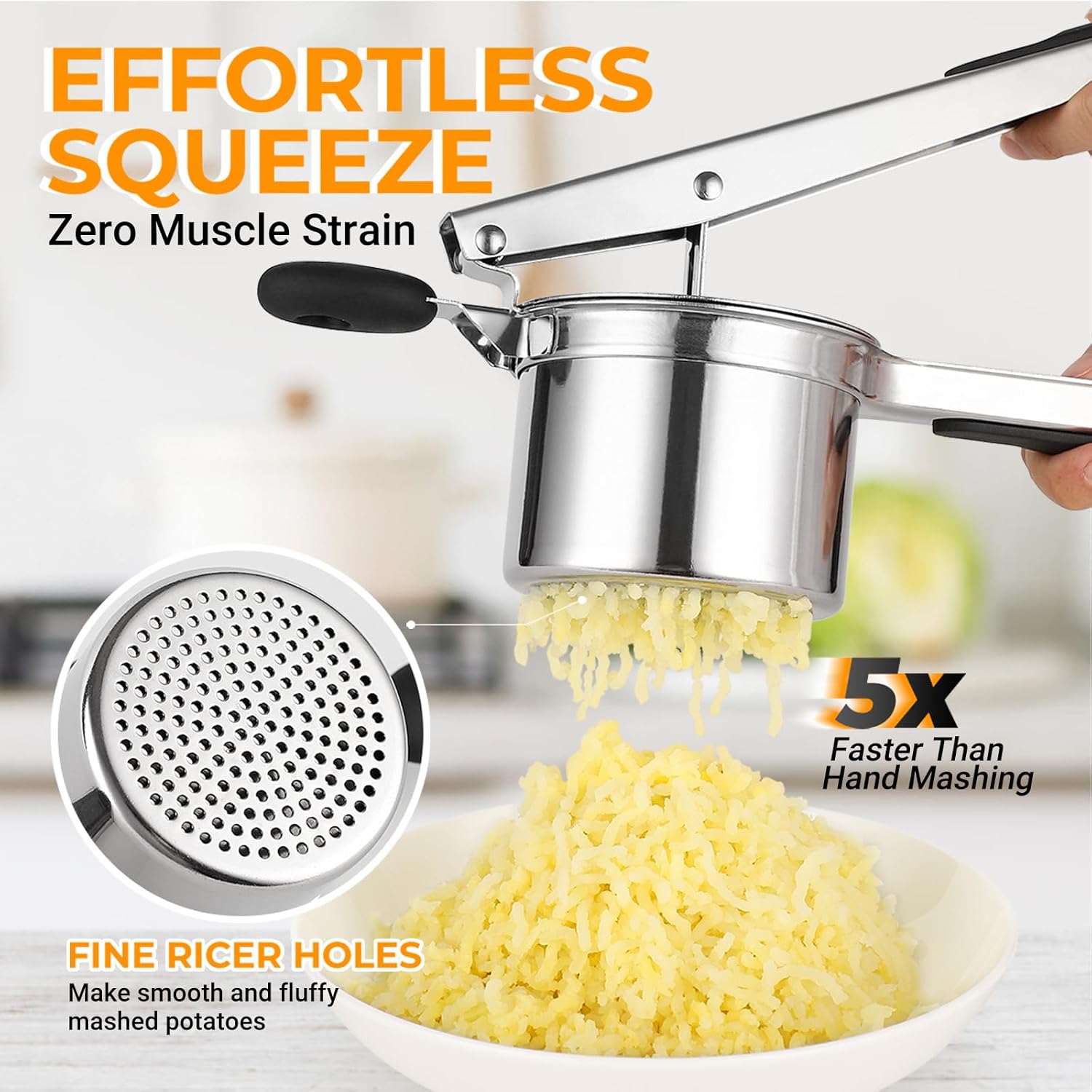 Potato Ricer Stainless Steel, Large Potato Masher 15oz, Heavy Duty Ricer Kitchen Tool for Perfect Mashed Potatoes, Potato Press and Mash Kitchen Gadget, Spaetzle Maker for Noodle - Culinary Roots