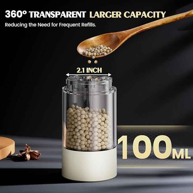 1 Pack Salt and Pepper Grinder-Electric Adjustable Coarseness Salt Pepper Grinder Shakers House Warming Gifts Automatic Battery Pepper Mill Shakers Gifts for Women Wedding Registry Must Haves