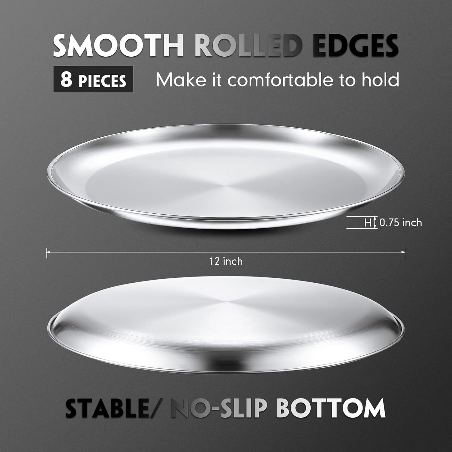Thenshop 8 Pieces 12 Inch Pizza Pans Bulk Stainless Steel Sets Round Bakeware Pizza Trays for Oven Kitchen Baking Home Restaurant Picnics Holiday Activities Safe Sturdy Reusable Easy Clean(Silver) - Culinary Roots