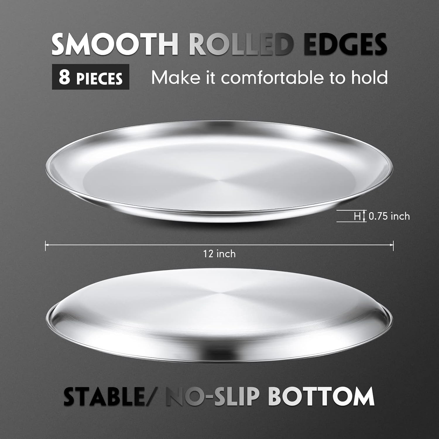 Thenshop 8 Pieces 12 Inch Pizza Pans Bulk Stainless Steel Sets Round Bakeware Pizza Trays for Oven Kitchen Baking Home Restaurant Picnics Holiday Activities Safe Sturdy Reusable Easy Clean(Silver) - Culinary Roots