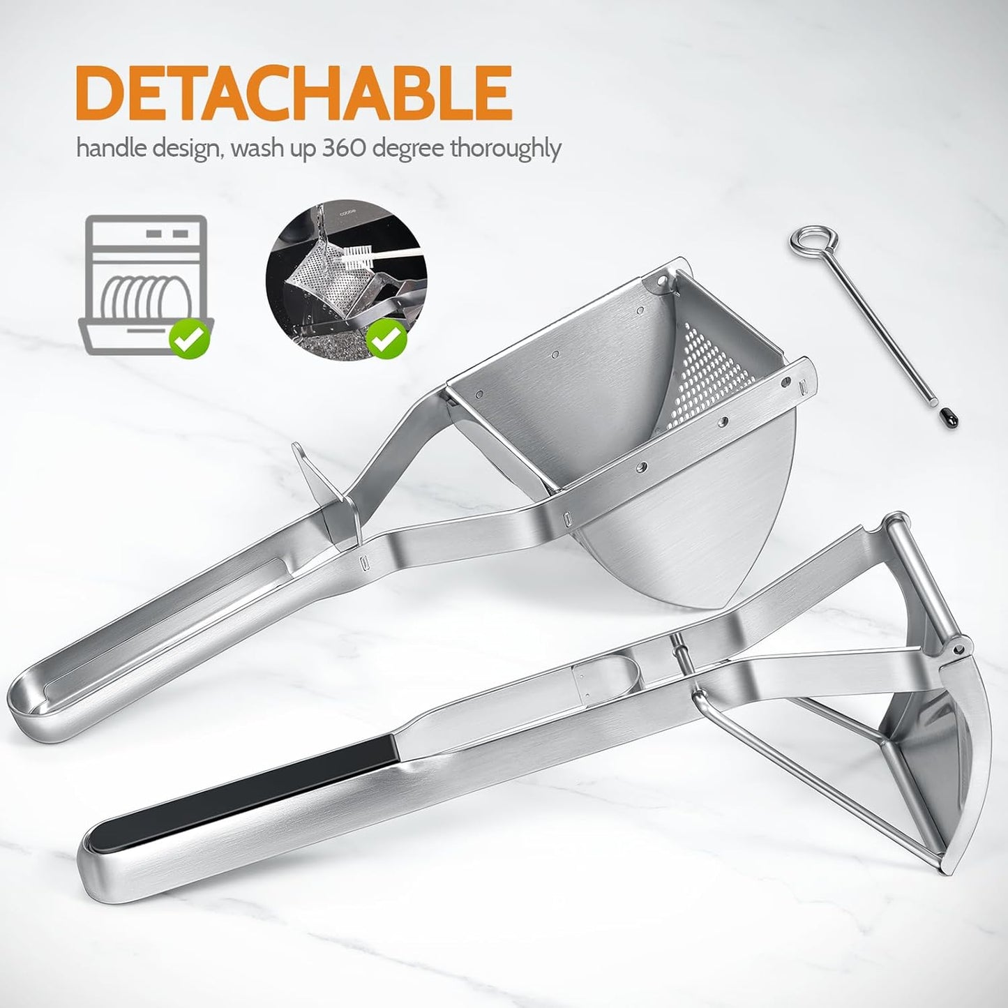 Potato Ricer, Sopito Stainless Steel Potato Masher for Commercial and Home Use, Black - Culinary Roots
