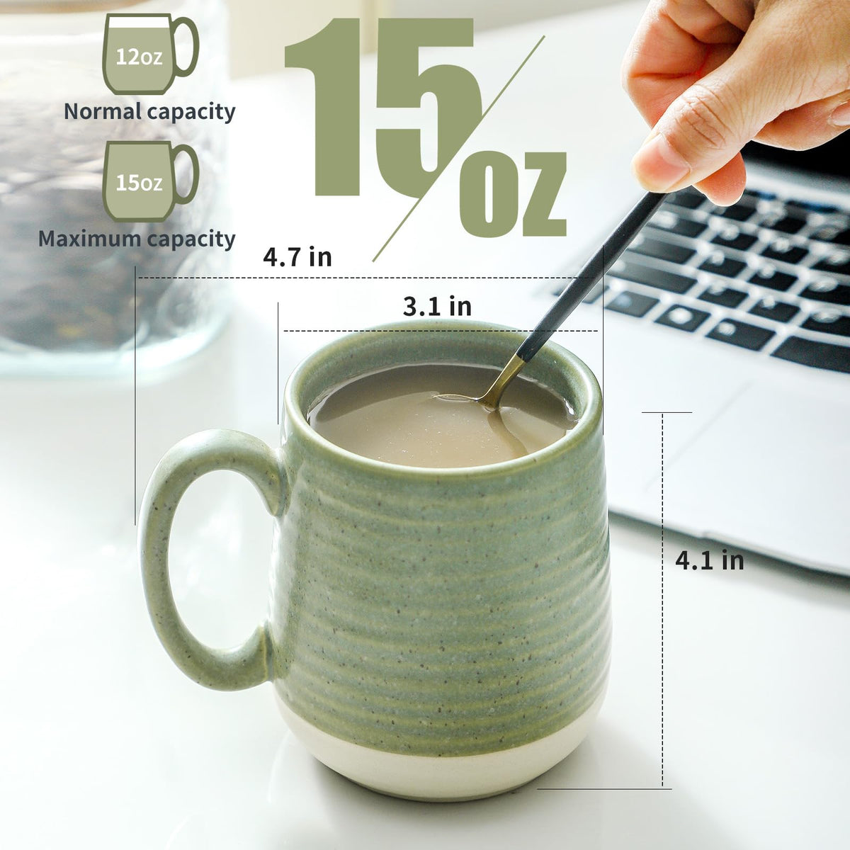 Stoneware Coffee Mugs Set of 6