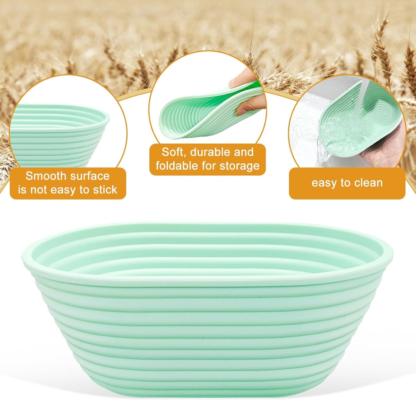 Silicone Banneton, Sourdough Bread Baskets (Set of 5, 6.5 Inch), Mini Oval Proofing Bowls, Bread Making Baking Supplies, Banneton proofing basket for Sourdough Baking - Culinary Roots