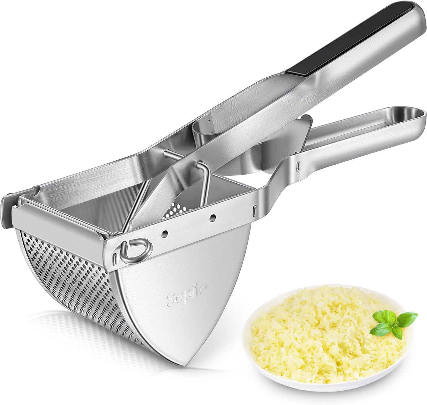 Potato Ricer, Sopito Stainless Steel Potato Masher for Commercial and Home Use, Black - Culinary Roots